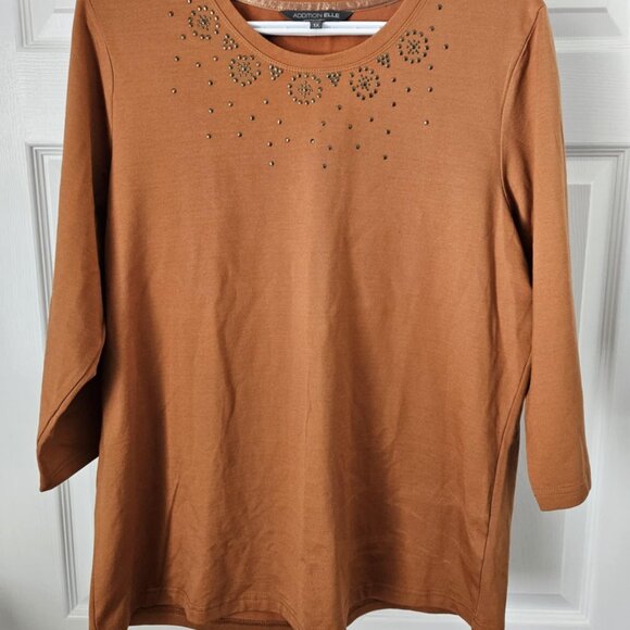 T-Shirt - 3/4 sleeve with studded details - 1X - Picture 1 of 5